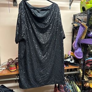 Jessica Howard Black Sequin Cold Shoulder Dress, size 24